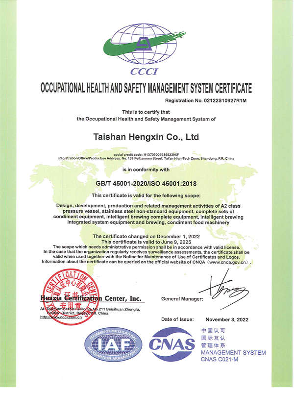 Occupational Health and Safety Management System Certificate(图1)